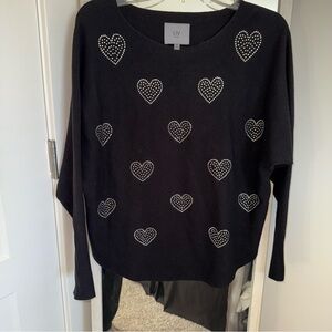 Black Heart Embellished Sweater